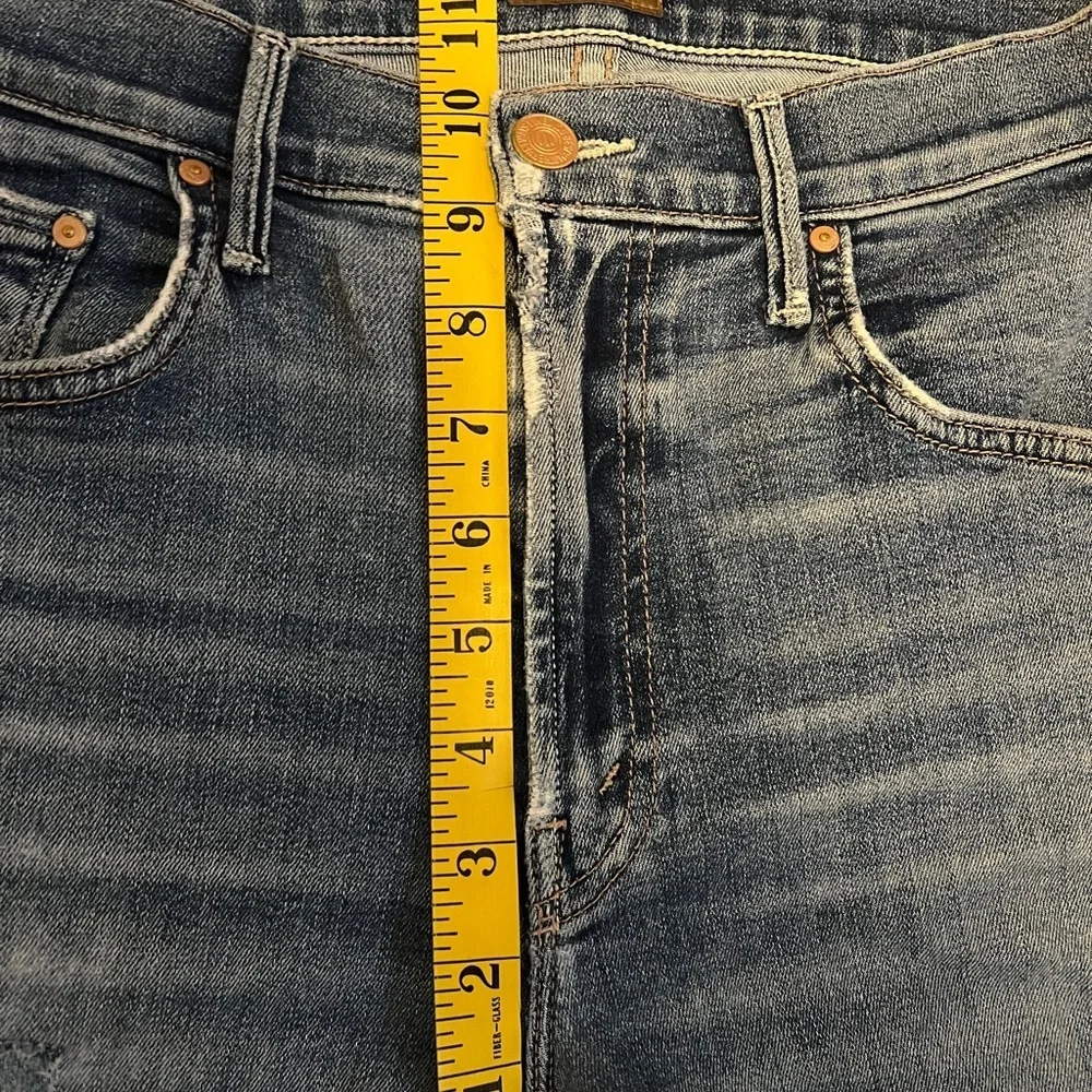 Upcycled Reworked MOTHER Superior 2 Tone Denim Barrels w Bronze Details sz 27 - Picture 8 of 17